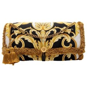 Versace Black and Gold Women's Clutch pillow talk bag runway barocco